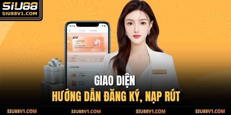 Giao diện hướng dẫn đăng ký, nạp rút